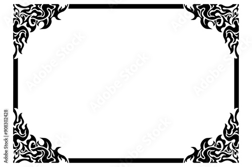 Frame or border decorative ornament design with a fire theme