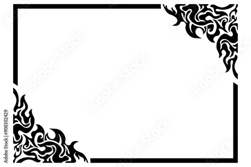 Frame or border decorative ornament design with a fire theme