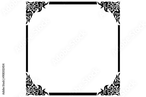 Frame or border decorative ornament design with a fire theme