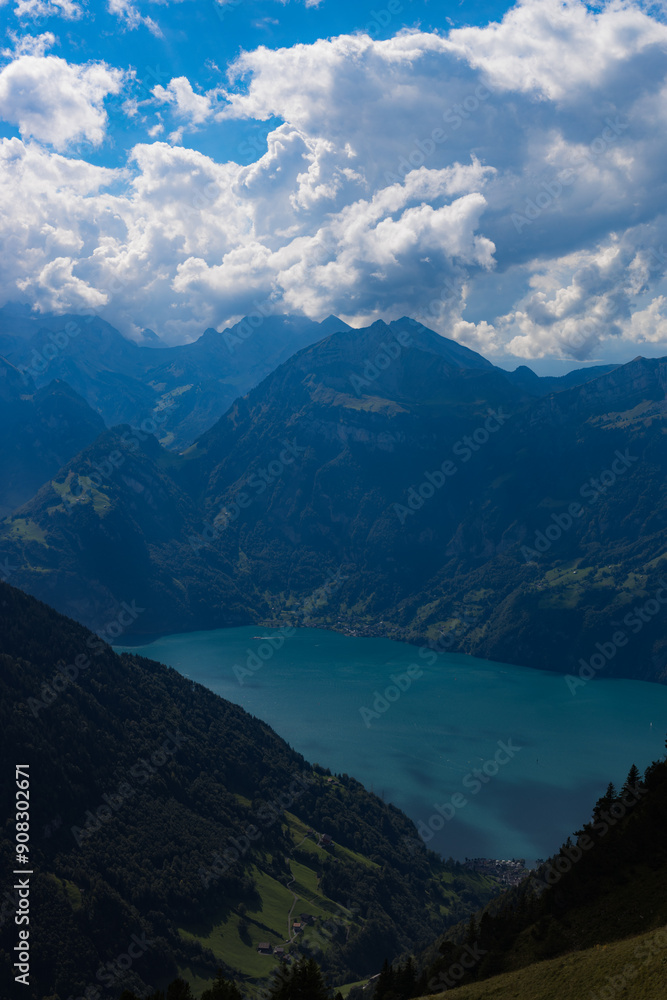 Beautiful dramatic view of the lake between the mountains. Beautiful dramatic view of the lake between the mountains.