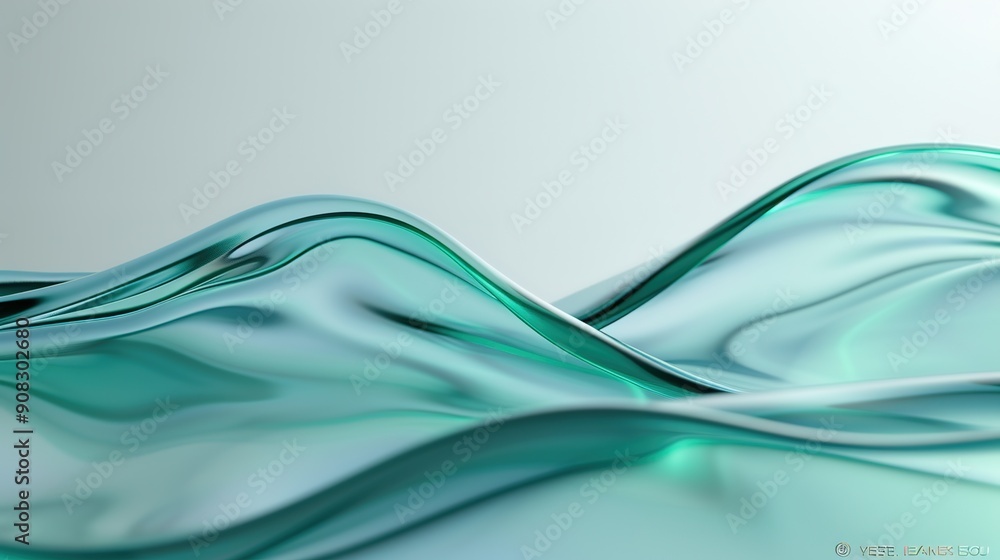 Obraz premium Tranquil Gradient of Green and Blue on Glass Surface - Fresh and Clean Aesthetic