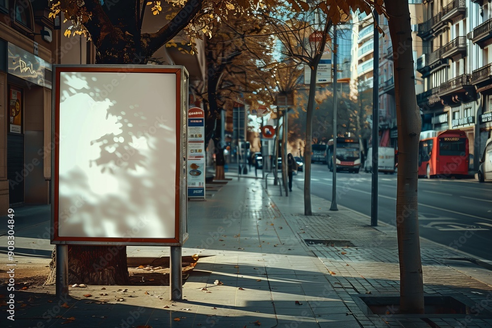 Fototapeta premium Empty Billboard on Wet City Street 2