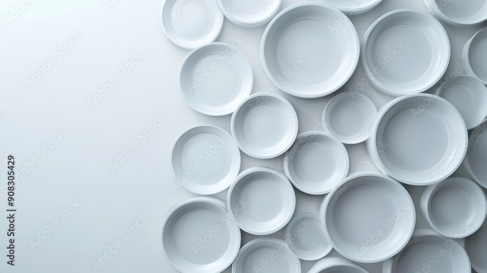 Futuristic 3D Tech Circles on Light Grey Background with Branding Space Futuristic 3D Tech Circles on Light Grey Background with Branding Space