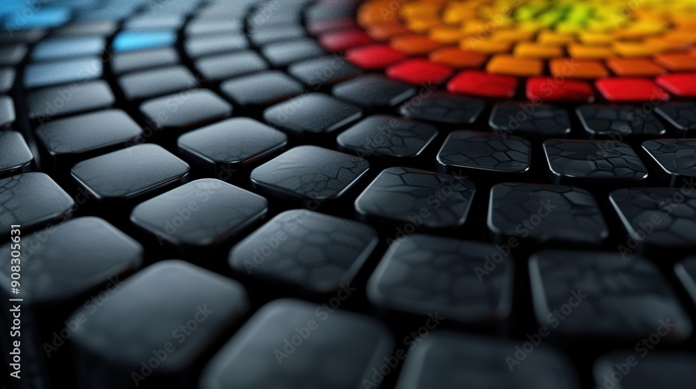 Fototapeta premium Futuristic Grey Tech Background with Vibrant Circular Grid for Branding Design
