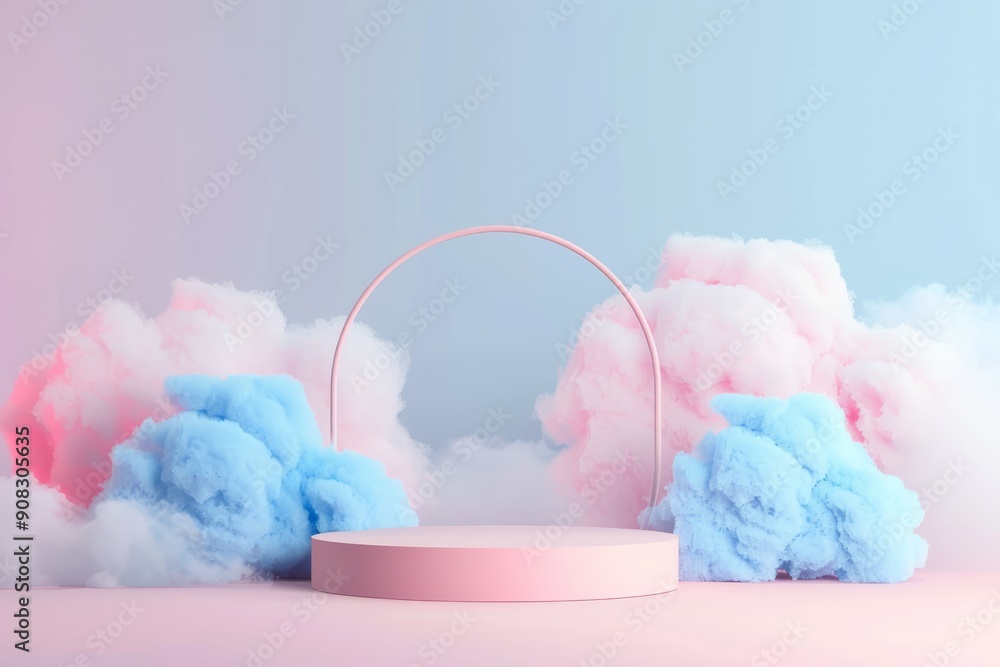 Dreamy Cloud Display with Pink Arch 1 Dreamy Cloud Display with Pink Arch 1