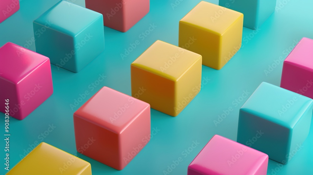 Vibrant 3D Geometric Pattern on Turquoise Background for Product Display Vibrant 3D Geometric Pattern on Turquoise Background for Product Display