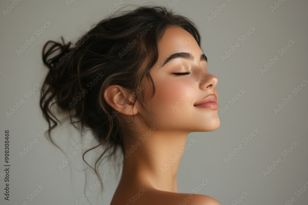 A close up of a girl's face with her eyes closed A close up of a girl's face with her eyes closed