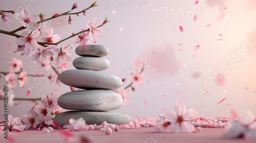  Zen Stones with Sakura Branch 1 4