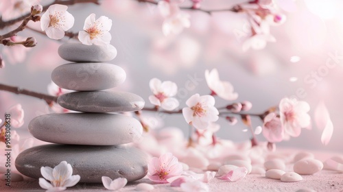  Zen Stones with Sakura Branch 1 3