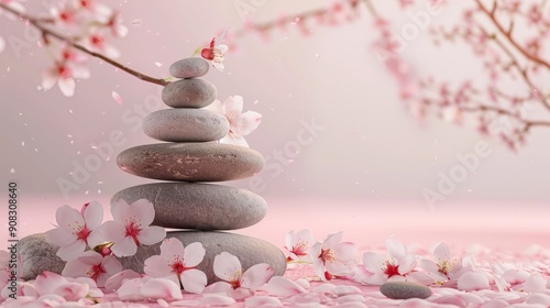  Zen Stones with Sakura Branch 1 2