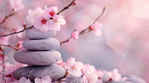  Zen Stones with Sakura Branch 1 