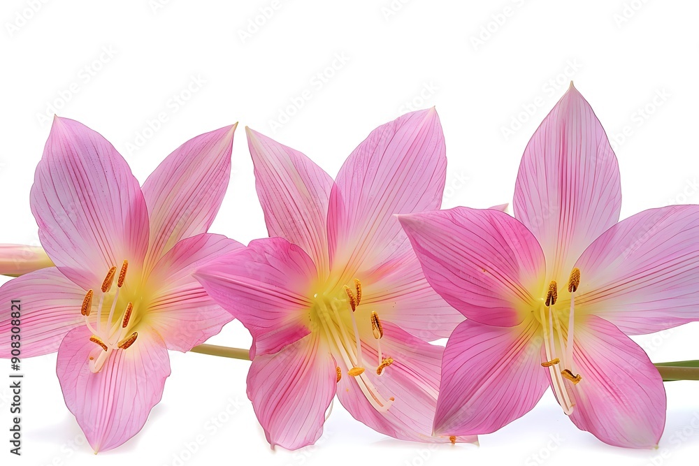 Pink Zephyranthes Isolated on White Background. Beautiful Zephyranthes Flower Pink Zephyranthes Isolated on White Background. Beautiful Zephyranthes Flower