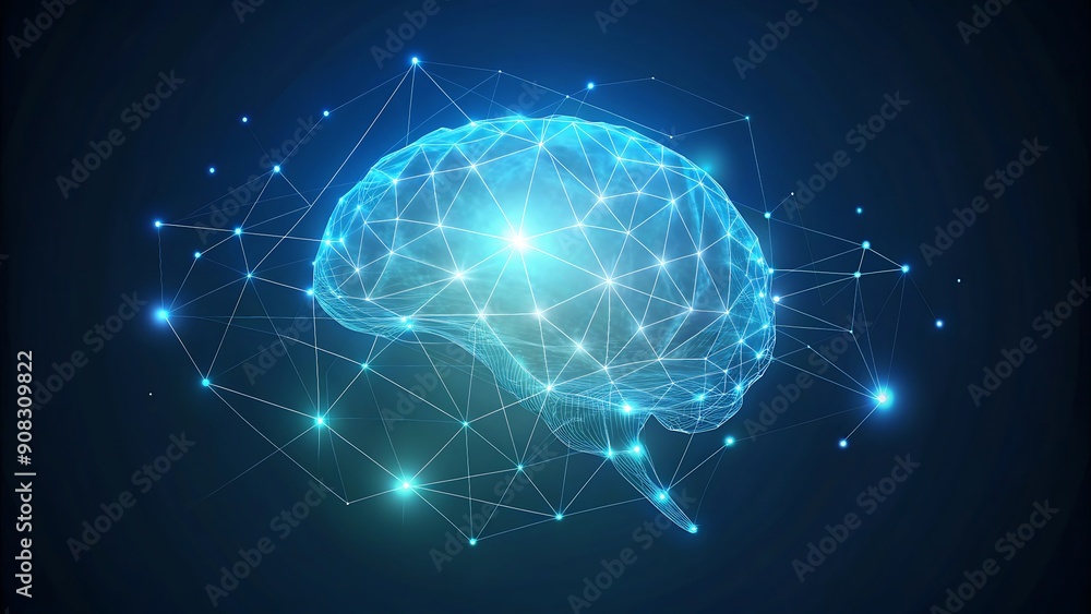Glowing human brain with nerve cells Glowing human brain with nerve cells