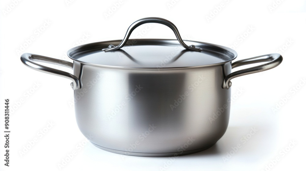 Stainless Steel Pot with Lid Isolated on White Background Stainless Steel Pot with Lid Isolated on White Background