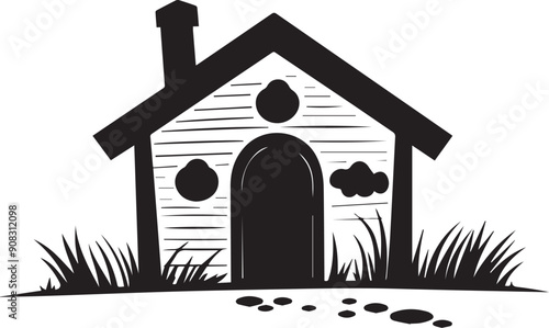 Silhouette of dog house vector icon