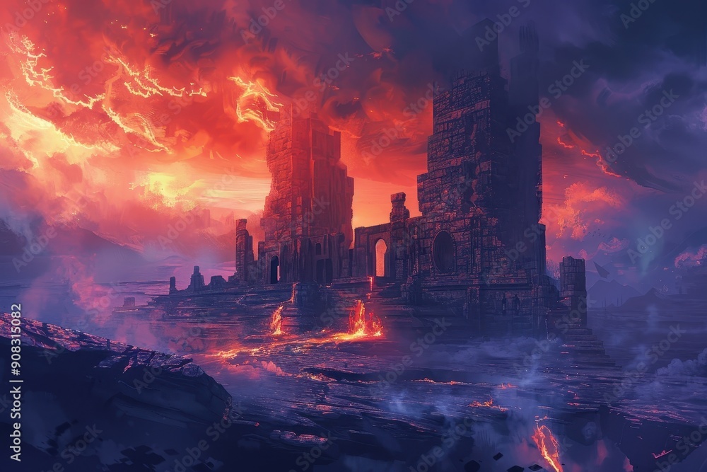 Obraz premium Molten Ruins of a Forgotten City