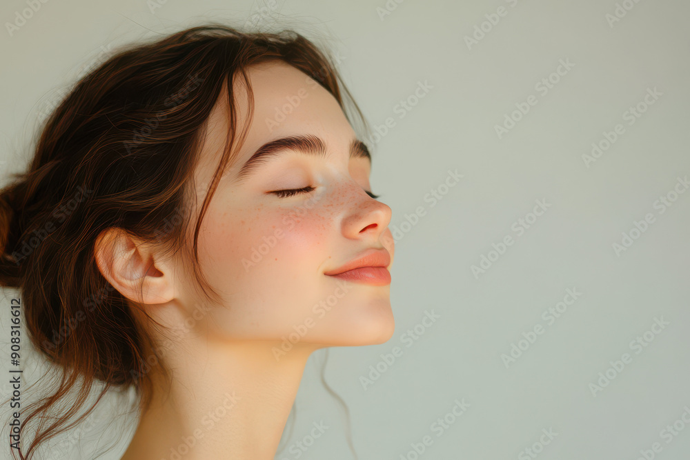 A close up of a girl's face with her eyes closed A close up of a girl's face with her eyes closed