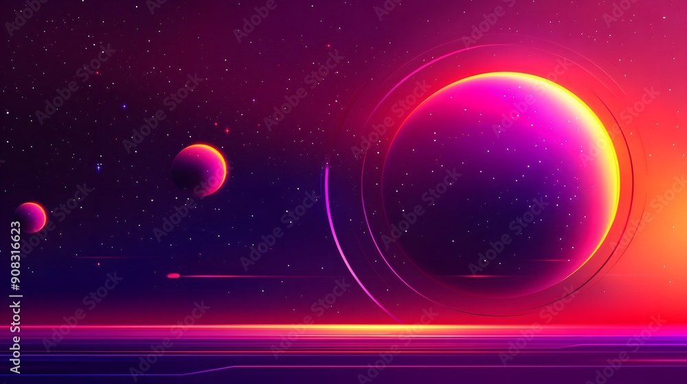 Obraz premium Cosmic Sketch Graphic Design with Copy Space, Flat Design Illustration