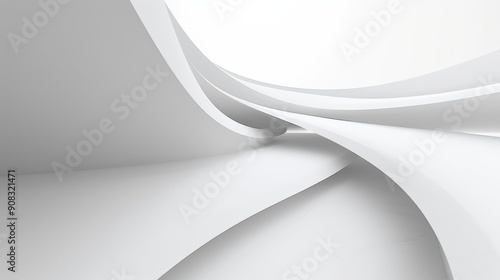 A minimalistic composition featuring a single, elegant curve line against a white background, with subtle shadows and gradients adding depth and sophistication photo