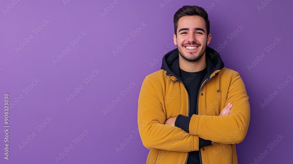 Confident Man Smiling Against Purple Background 11
