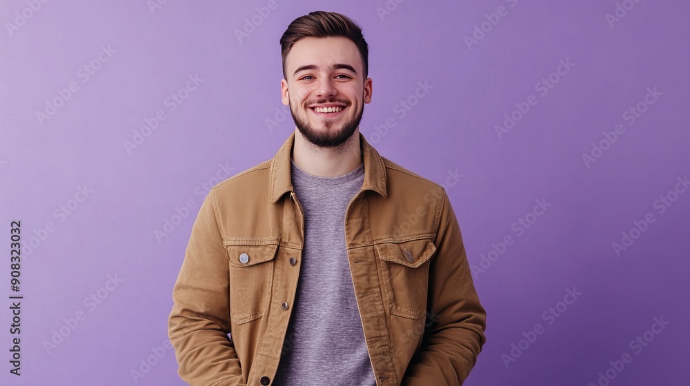Confident Man Smiling Against Purple Background 9 Confident Man Smiling Against Purple Background 9