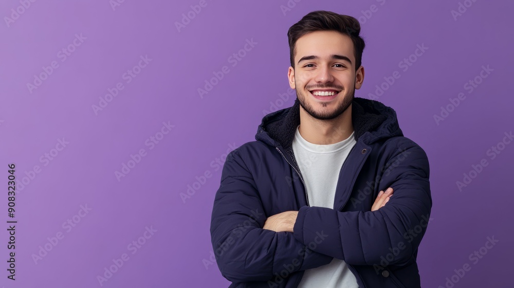 Confident Man Smiling Against Purple Background 5 Confident Man Smiling Against Purple Background 5
