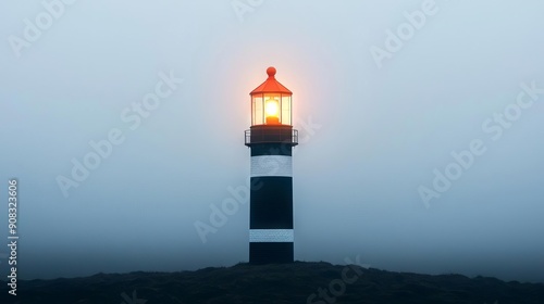A radiant beacon shining through the fog, symbolizing guidance and clarity