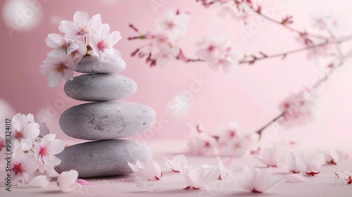 Zen Stones with Sakura Blossoms 2