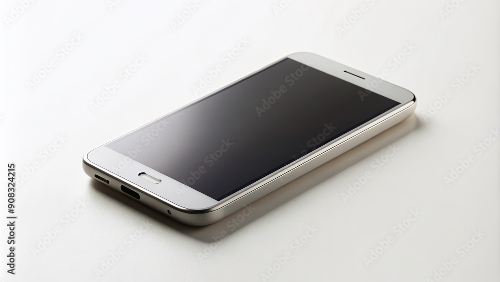 isolated shot of a modern smartphone on a pure white background with a subtle shadow, emphasizing minimalism and simplicity. isolated shot of a modern smartphone on a pure white background with a subtle shadow, emphasizing minimalism and simplicity.