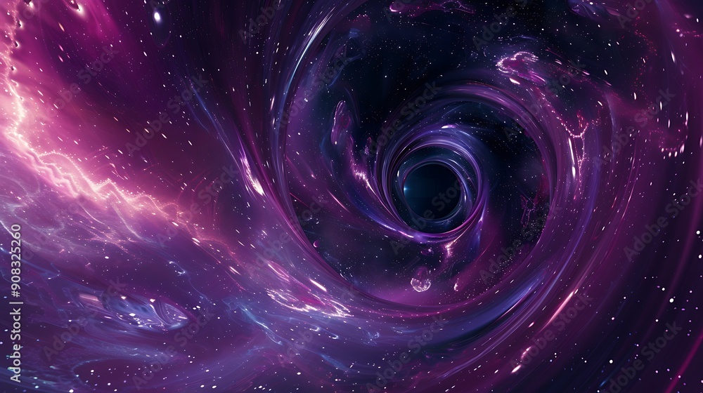 Abstract Purple Swirling Galaxy With Black Hole. Abstract Purple Swirling Galaxy With Black Hole.