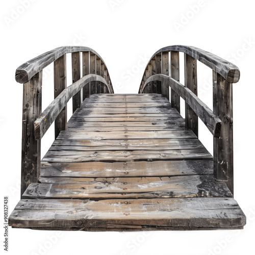 A wooden bridge with a white background