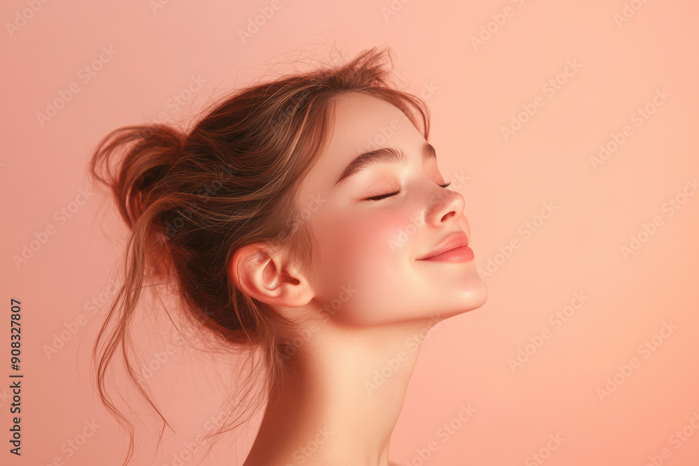 A close up of a girl's face with her eyes closed A close up of a girl's face with her eyes closed