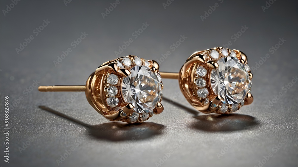 Set of beautiful diamond earrings isolated on transparent Set of beautiful diamond earrings isolated on transparent
