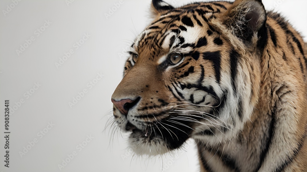 Obraz premium Close up portrait of black tiger on a white background