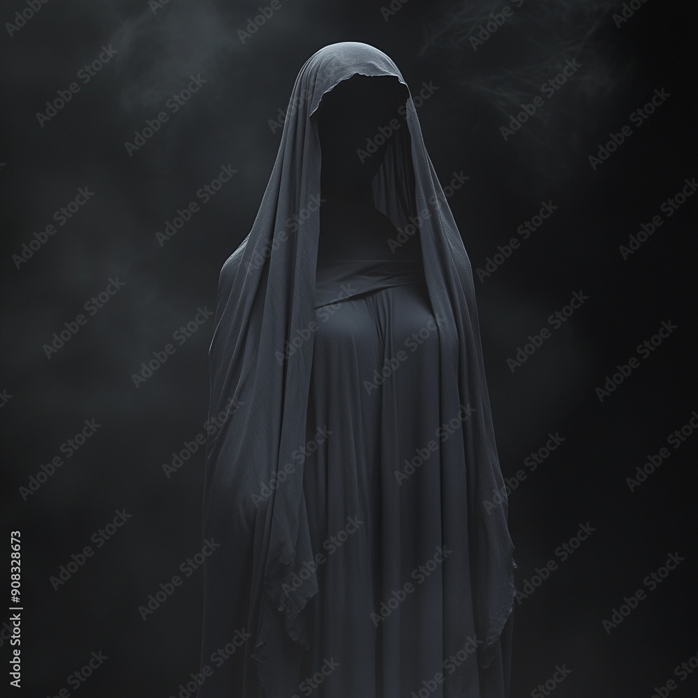 Mysterious Hooded Figure in Dark Smoky Atmosphere
