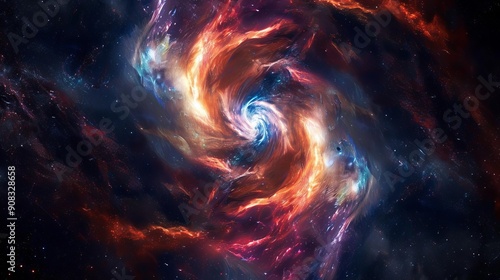 Philosophical Space-time A vibrant nebula swirling in a deep black cosmos