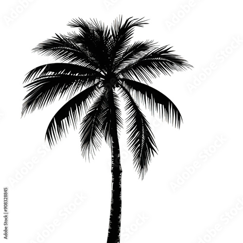 A palm tree is the only thing visible in the image