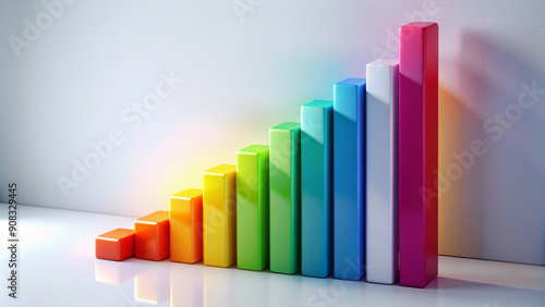 Colorful 3D layered chart with stacked rectangles and circles in gradient hues, conveying growth and progress, against a clean white background with subtle shadows. Free Download Colorful 3D layered chart with stacked rectangles and circles in gradient hues, conveying growth and progress, against a clean white background with subtle shadows. - GFXLoad