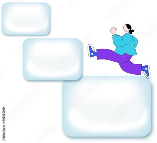 図形とポーズをとる女性のベクターイラスト