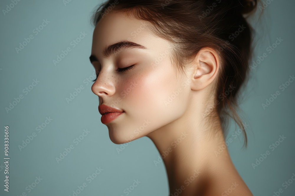 A close up of a girl's face with her eyes closed A close up of a girl's face with her eyes closed