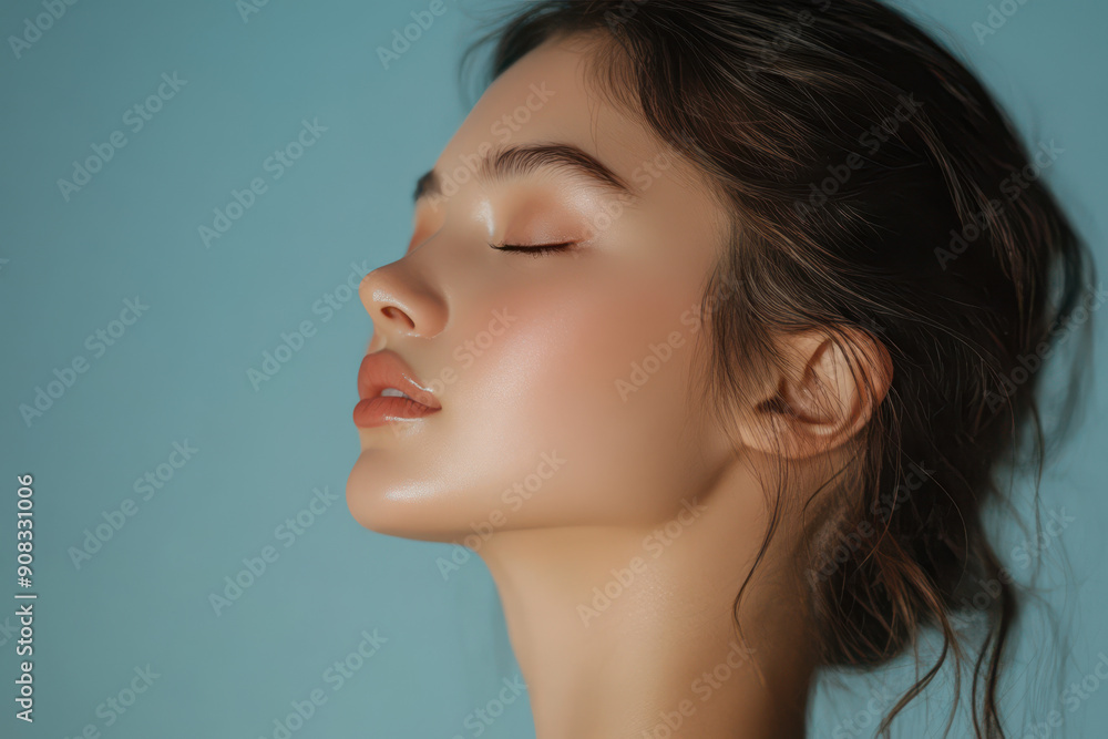 A close up of a girl's face with her eyes closed A close up of a girl's face with her eyes closed