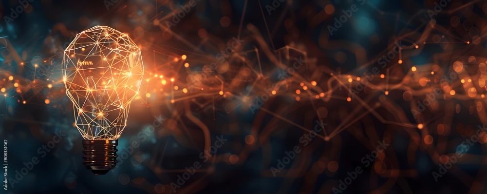 lightbulb with connection line and dot technology background concept lightbulb with connection line and dot technology background concept