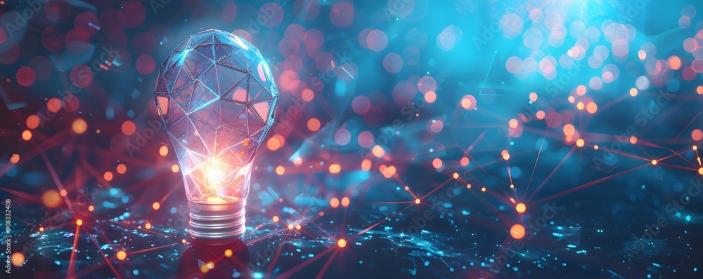 lightbulb with connection line and dot technology background concept lightbulb with connection line and dot technology background concept