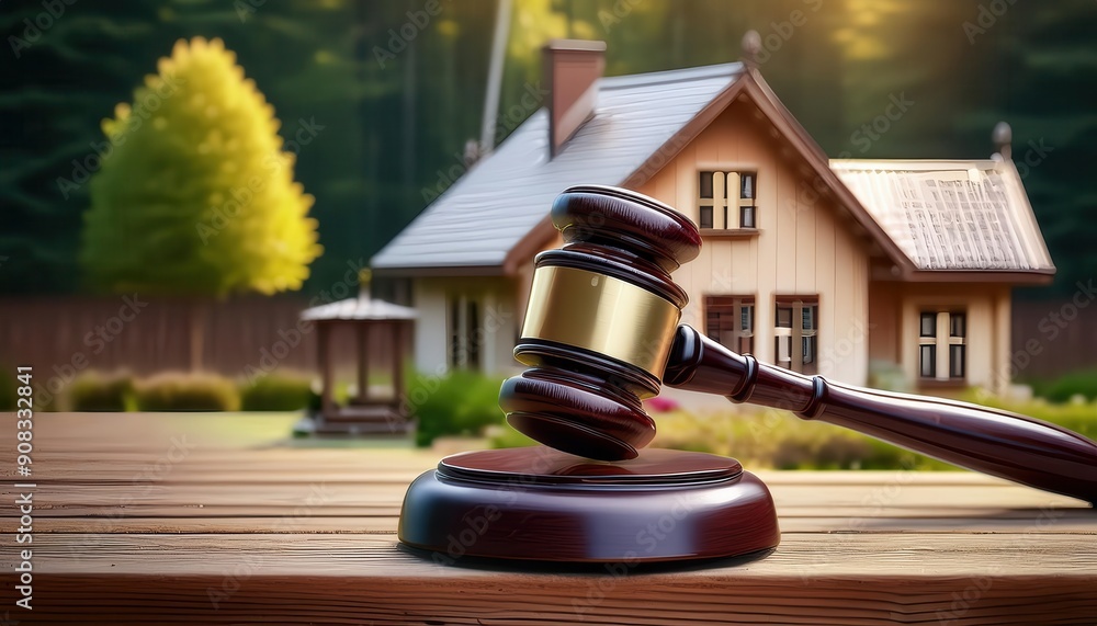 A symbol of justice, featuring a gavel and a serene house backdrop, representing law, order, and property rights. A symbol of justice, featuring a gavel and a serene house backdrop, representing law, order, and property rights.