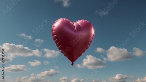 Wallpaper Mural Single pink heart balloon floating in a cloudy sky Torontodigital.ca