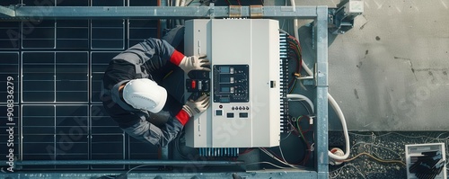 Obraz na płótnie Detailed view of a solar inverter with control panel w salonie