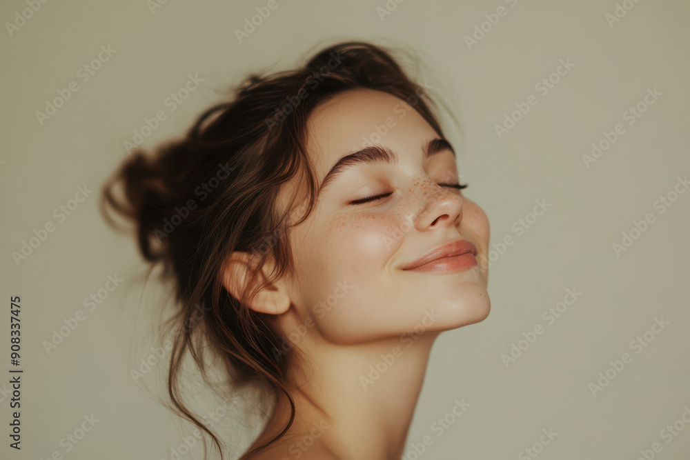 A close up of a girl's face with her eyes closed A close up of a girl's face with her eyes closed