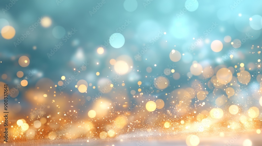 Bokeh Light Sparkles on Blue Background Bokeh Light Sparkles on Blue Background