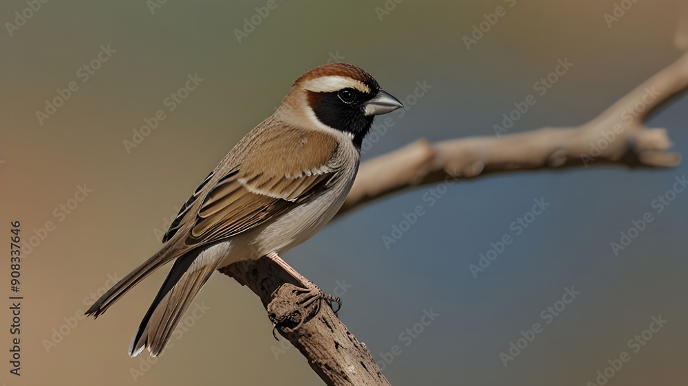 Fototapeta premium Dendrocopos major on a tree on a sunny day