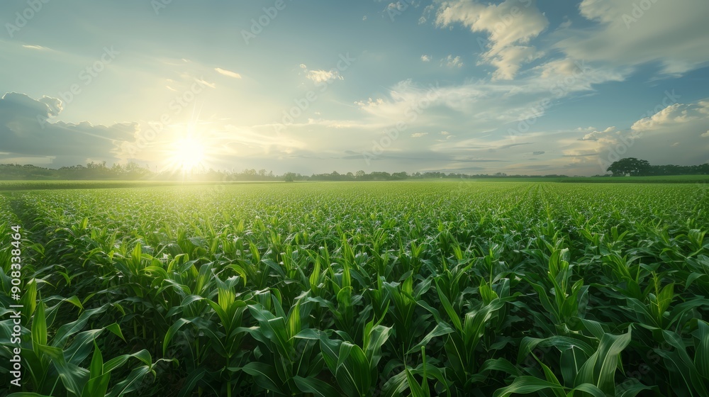 Vast Green Cornfield at Sunrise Vast Green Cornfield at Sunrise